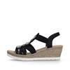 Rieker Elasticated Wedge Sandal - Black